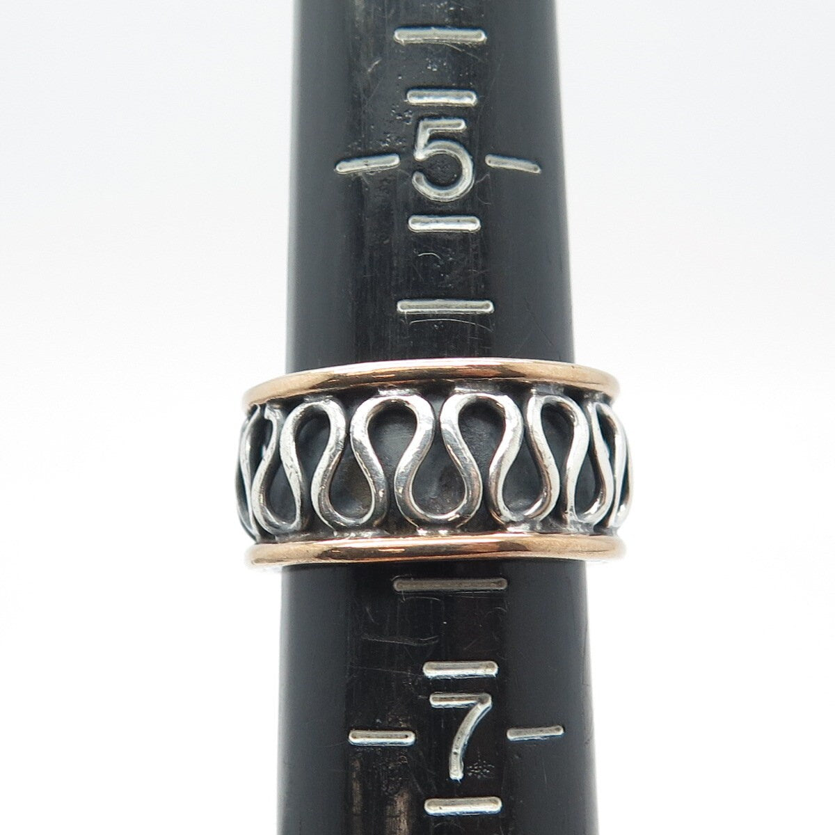 925 Sterling Silver 2-Tone Vintage Eternal Curve Band Ring Size 6.5