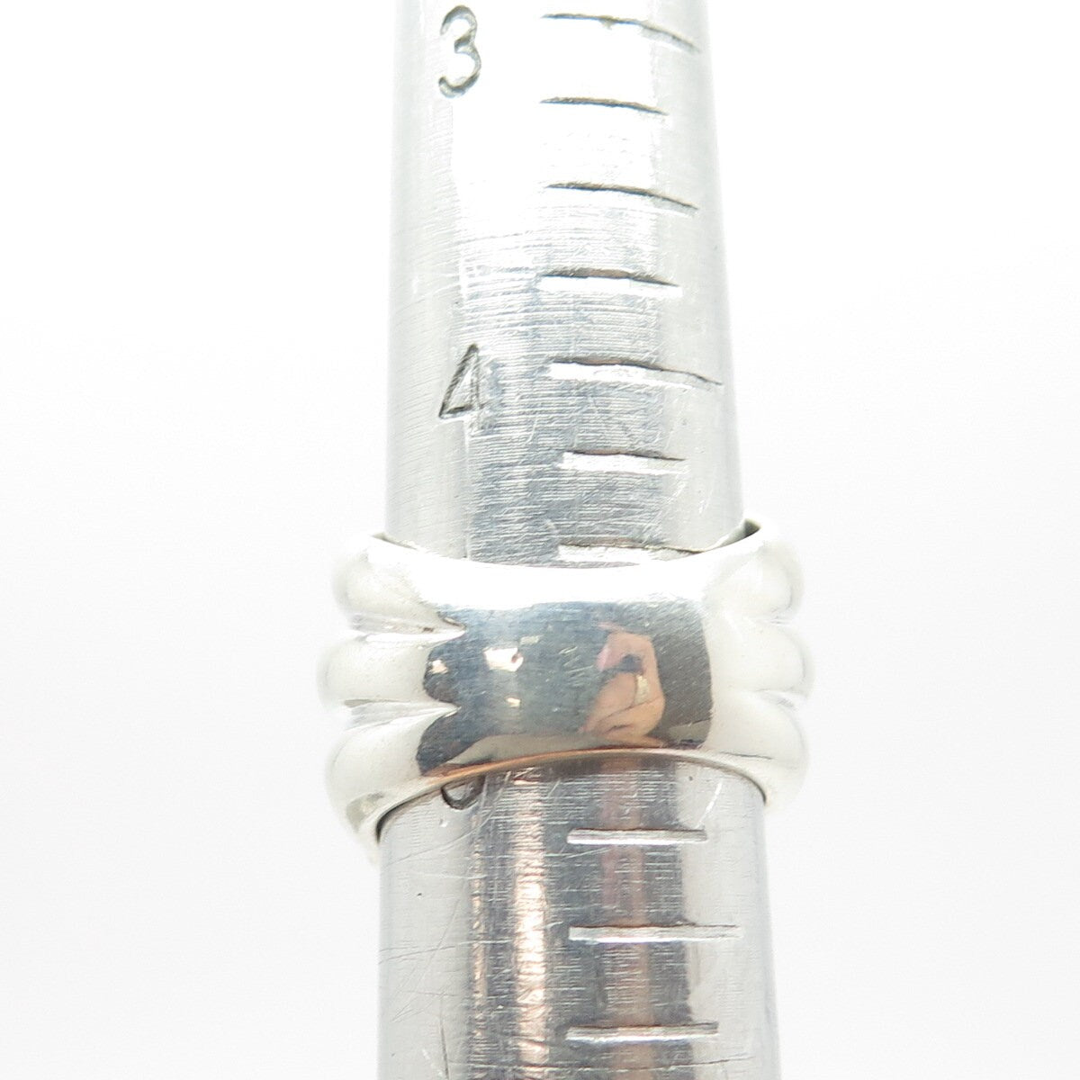925 Sterling Silver Vintage NF Thailand Puffy Ribbed Ring Size 5
