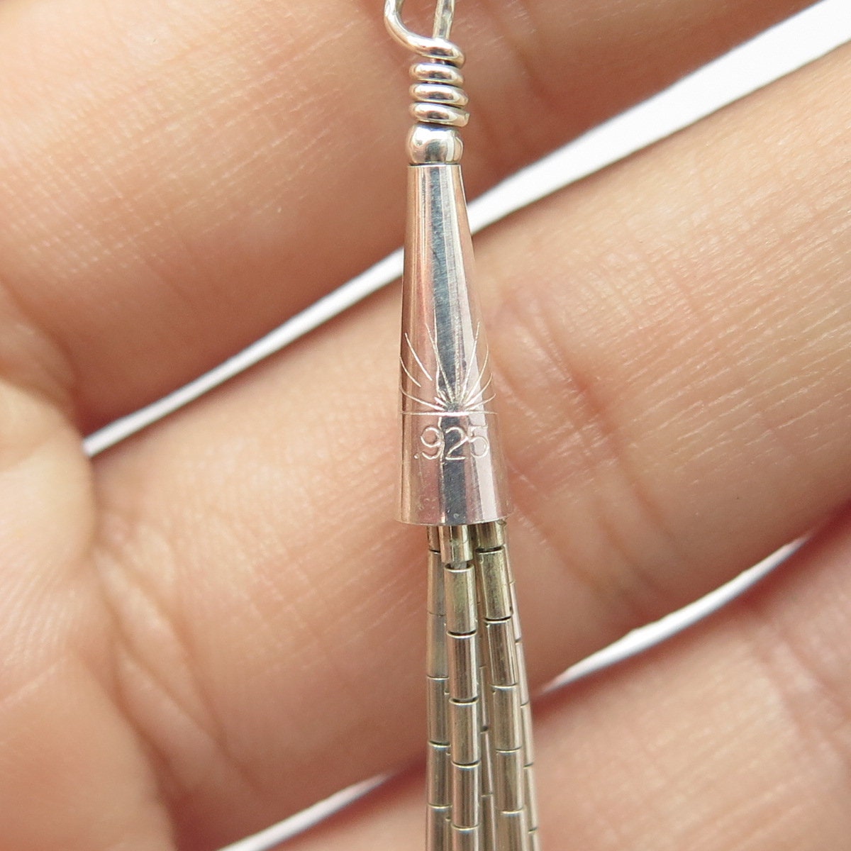 925 Sterling Silver Vintage Sunrise Southwestern Multi-Beads Liquid Necklace 20"