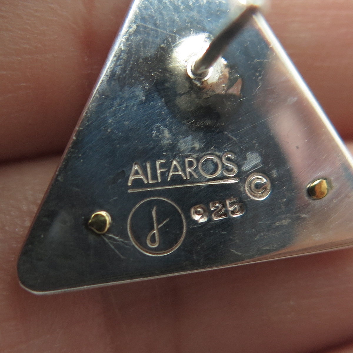 VICTOR ALFARO 925 Sterling Silver Vintage Triangle Modernist Earrings