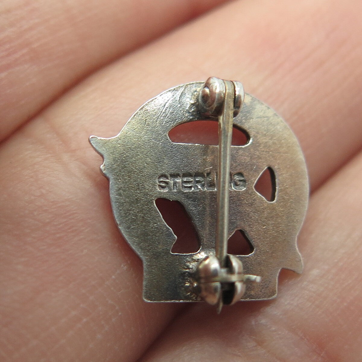 925 Sterling Silver Antique Art Deco Enamel "Kiwanette Club We Serve" Pin Brooch