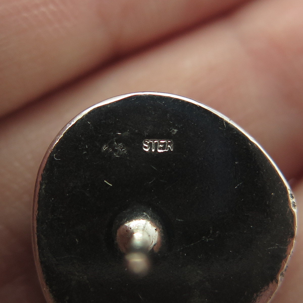 925 Sterling Silver Vintage Modernist Oxidized Lapel Pin