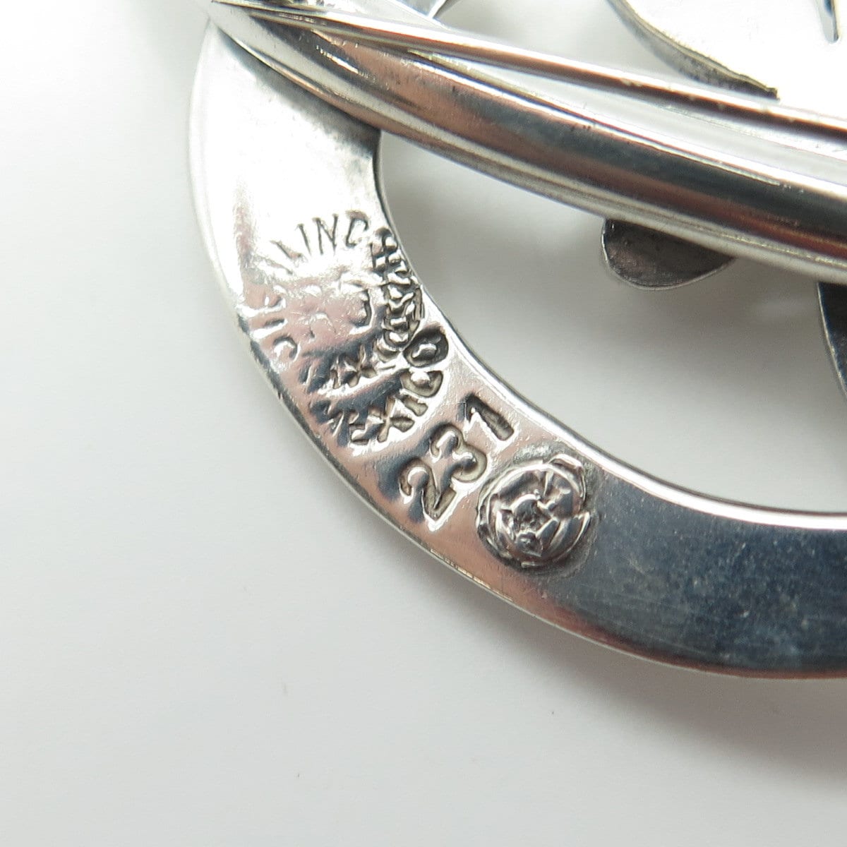 925 Sterling Silver Vintage Mexico Floral Blossom Pin Brooch
