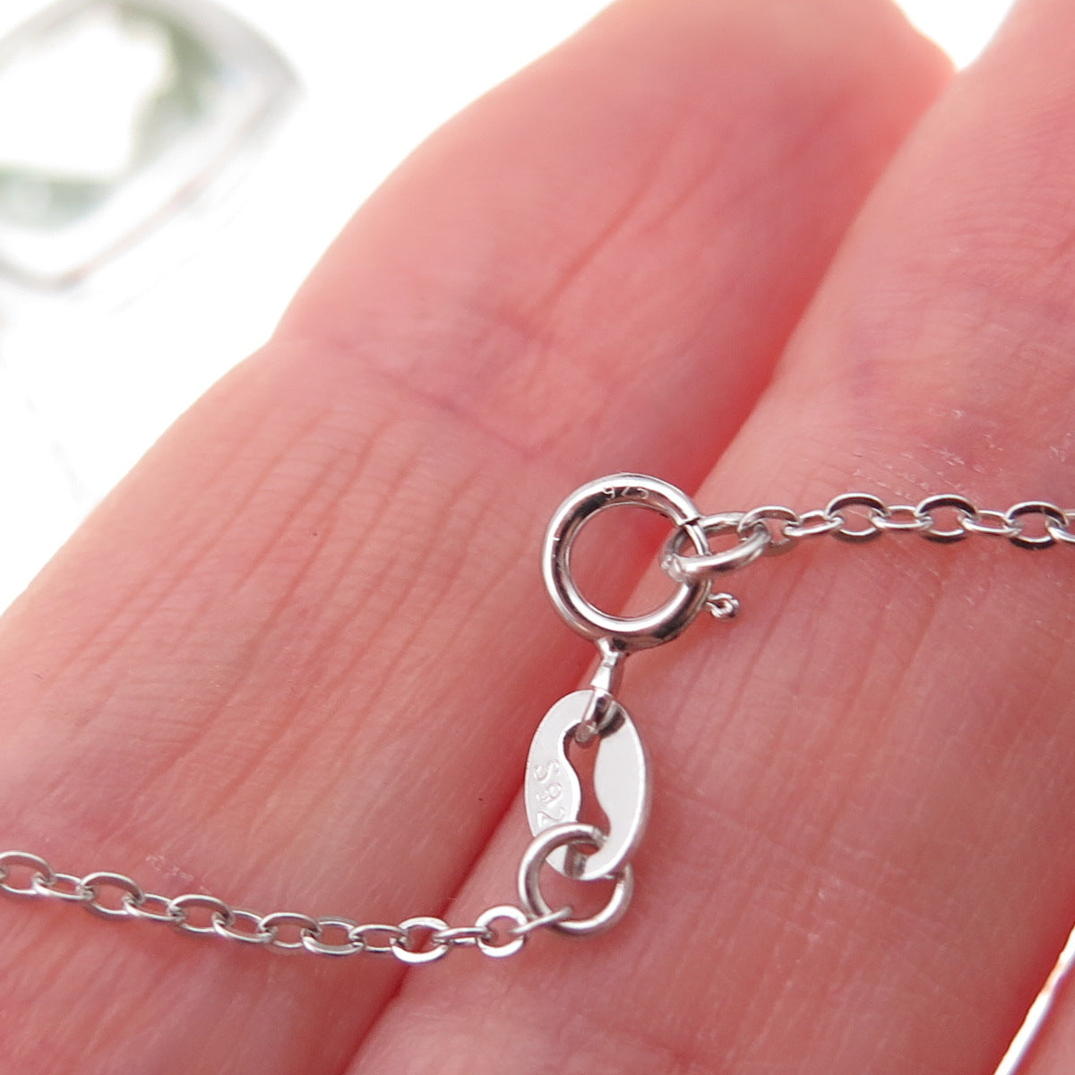 925 Sterling Silver Mexico Real Green Amethyst Cable Chain Necklace 18"