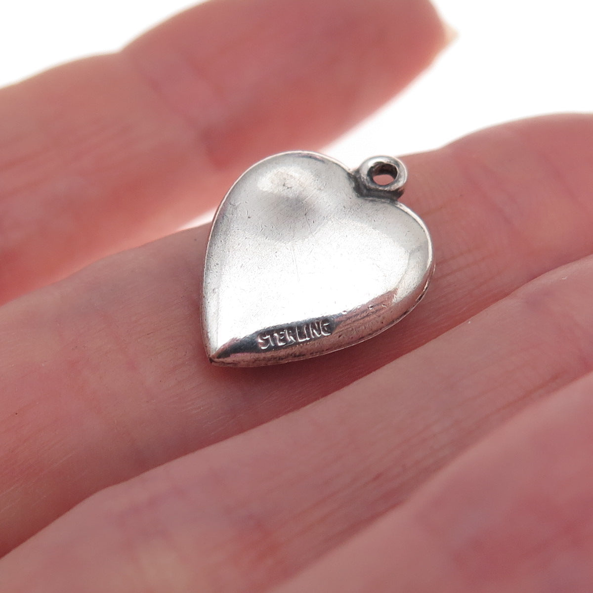 925 Sterling Silver Antique Art Deco Enamel Star Heart Chatelaine Charm Pendant