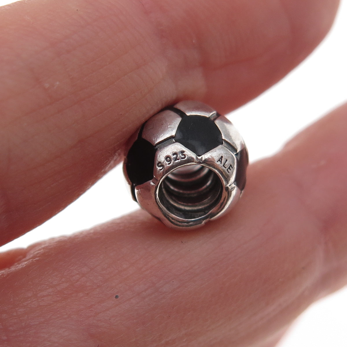 Pandora 925 Sterling Silver Enamel Soccer Ball Slide Bead Charm