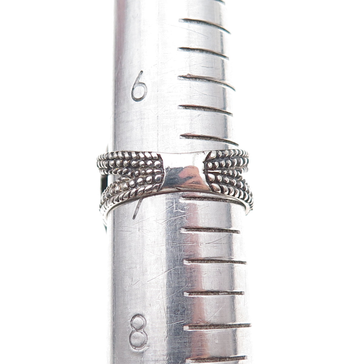 Collins 925 Sterling Silver Vintage Real Druzy Beaded Oxidized Ring Size 7