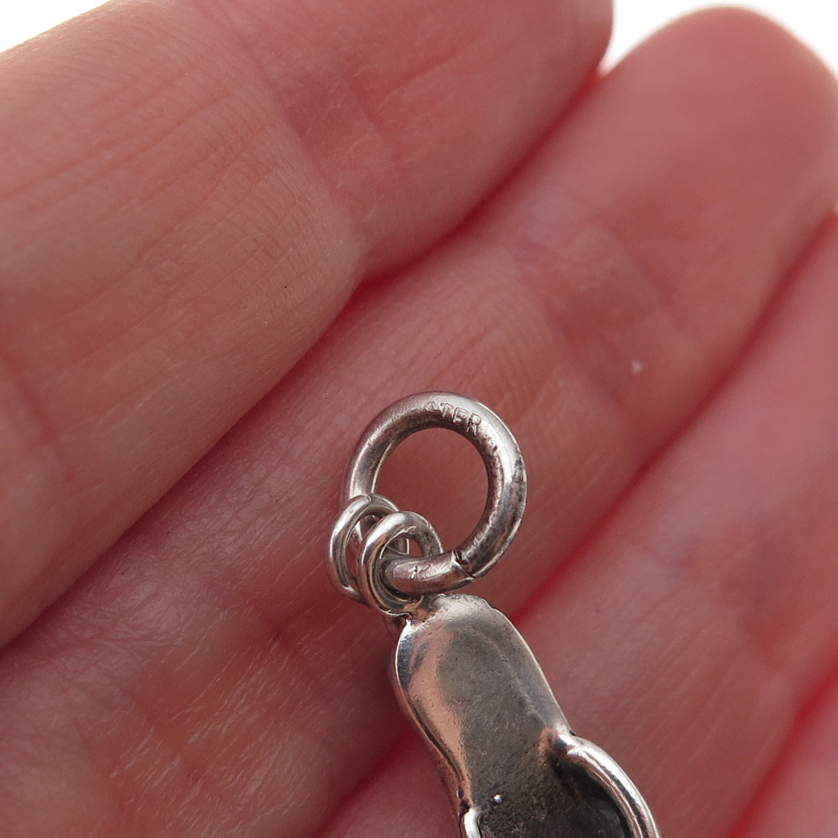925 Sterling Silver Vintage Real Turquoise Flip Flop Shoe Charm Pendant
