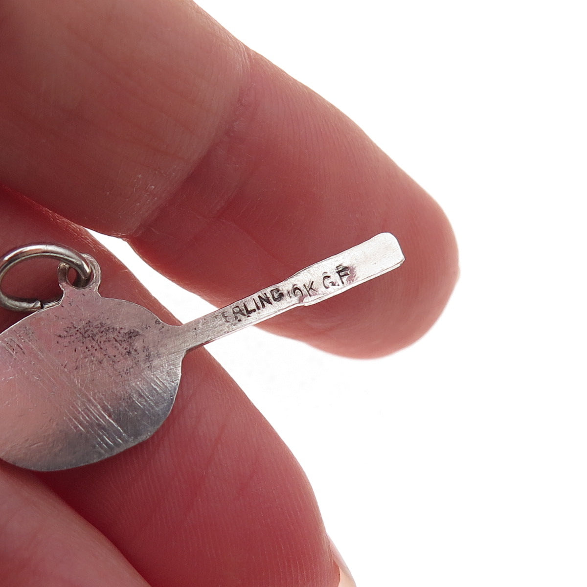 925 Sterling Silver Vintage Tennis Racket Oxidized Charm Pendant