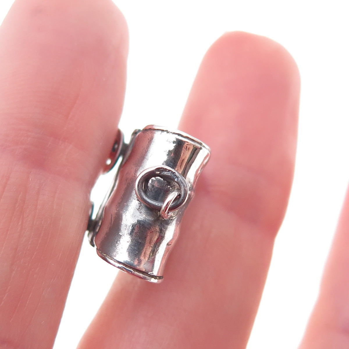 925 Sterling Silver Antique Art Deco Wagon Oxidized 3D Charm Pendant