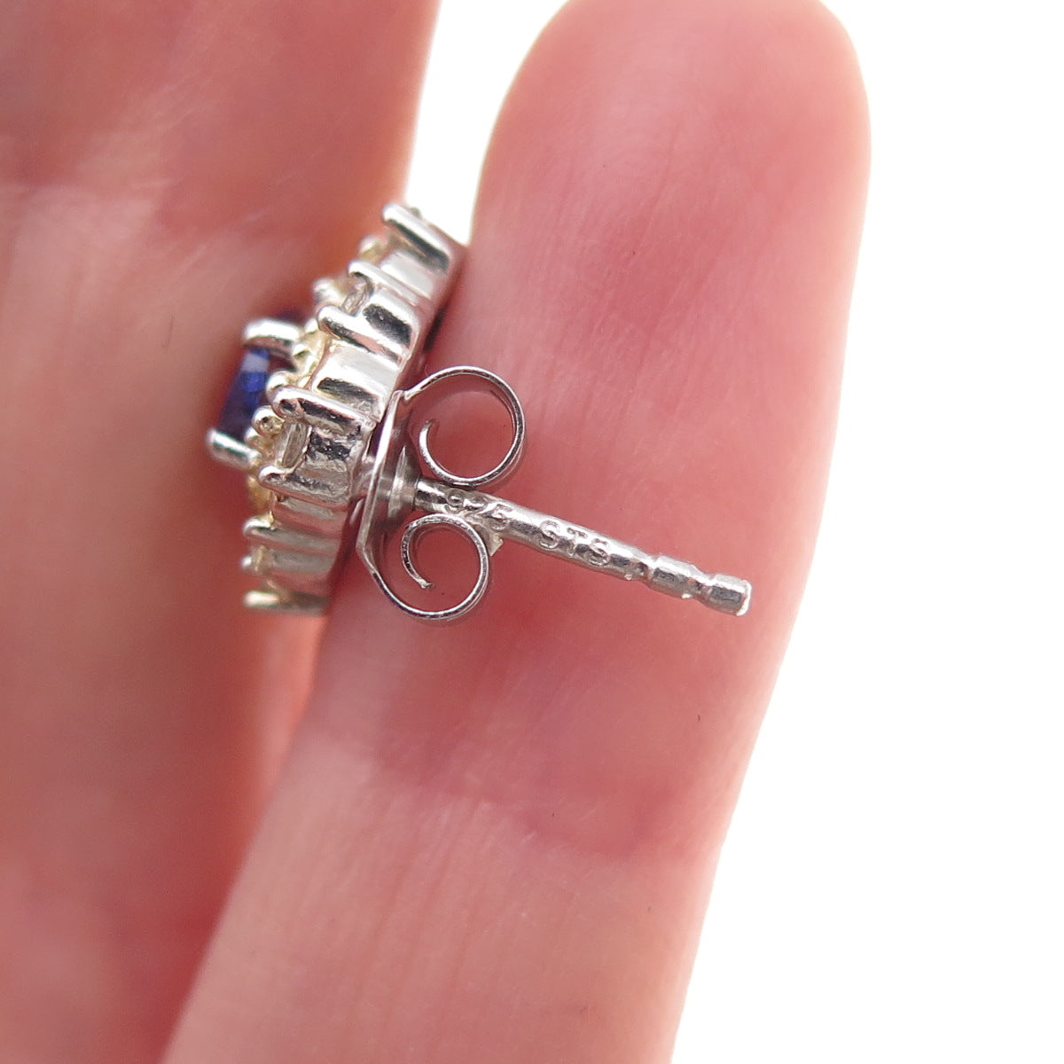 Chuck Clemency 925 Sterling Silver 2-Tone Real Tanzanite & White Topaz Earrings