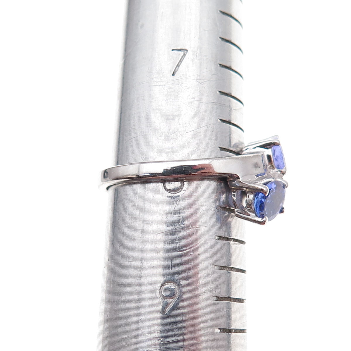 925 Sterling Silver Real Oval-Cut Tanzanite Bypass Ring Size 8