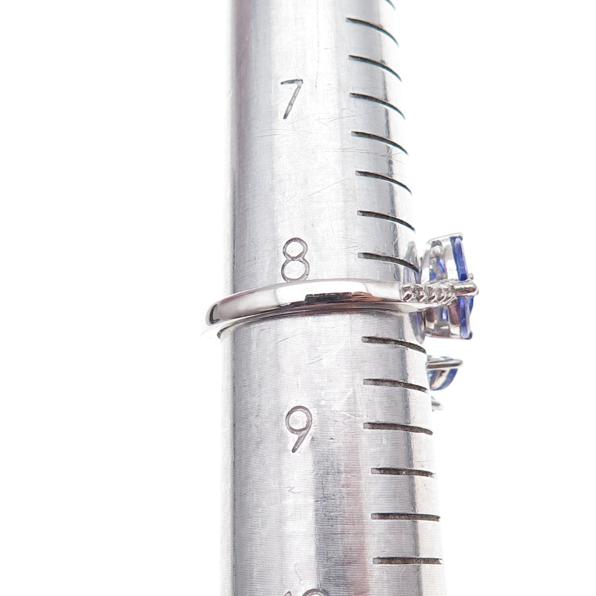 Chuck Clemency Sterling Real Tanzanite & White Topaz Adjustable Ring Size 8.25