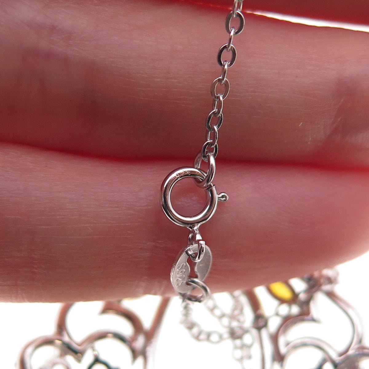 925 Sterling Silver Real Pearl Moonstone Amber & C Z Cable Chain Necklace 18"