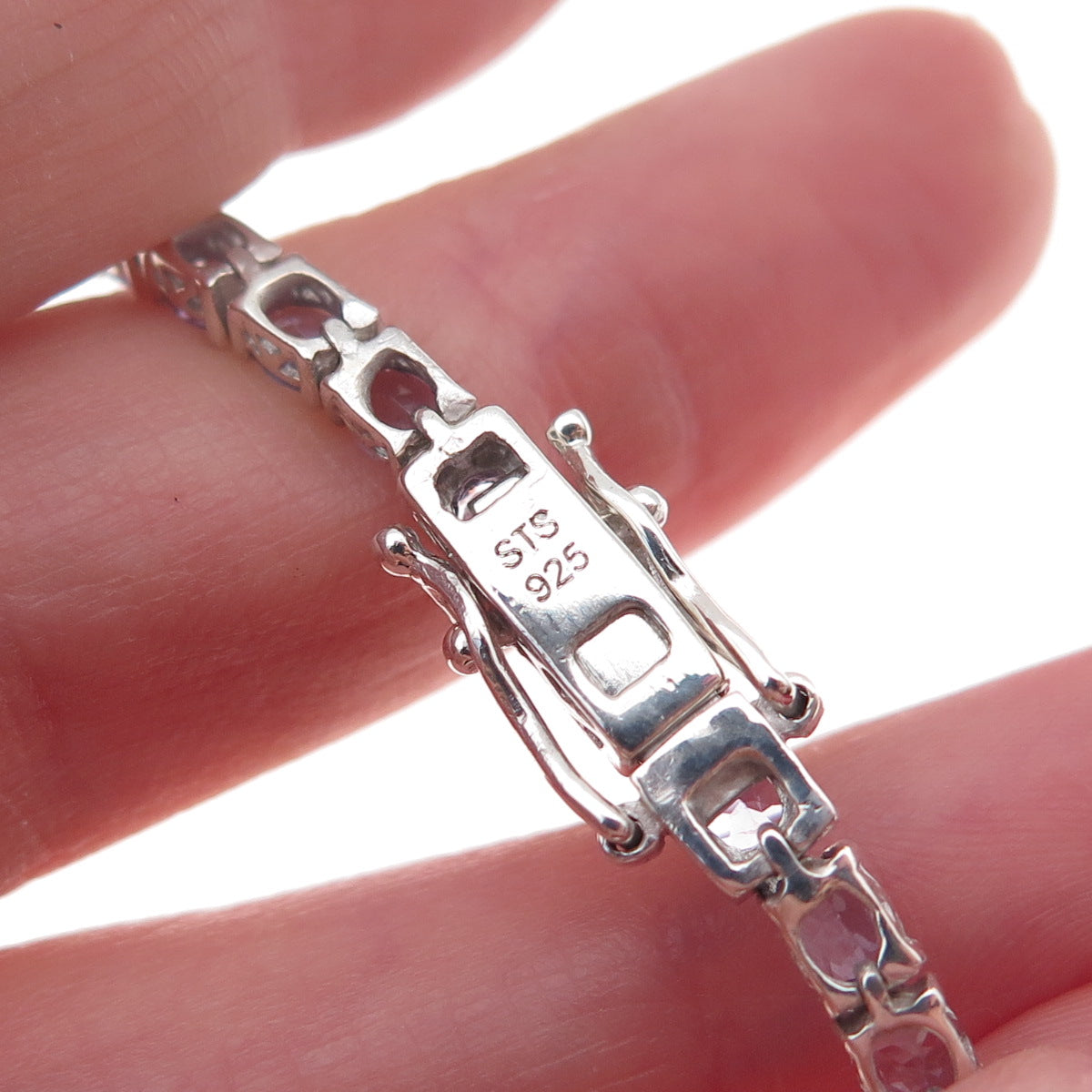 Chuck Clemency 925 Sterling Real Oval-Cut Tanzanite Tennis Link Bracelet 7.75"
