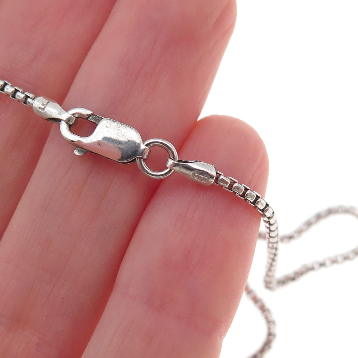 925 Sterling Silver Round Box Chain Necklace 18"