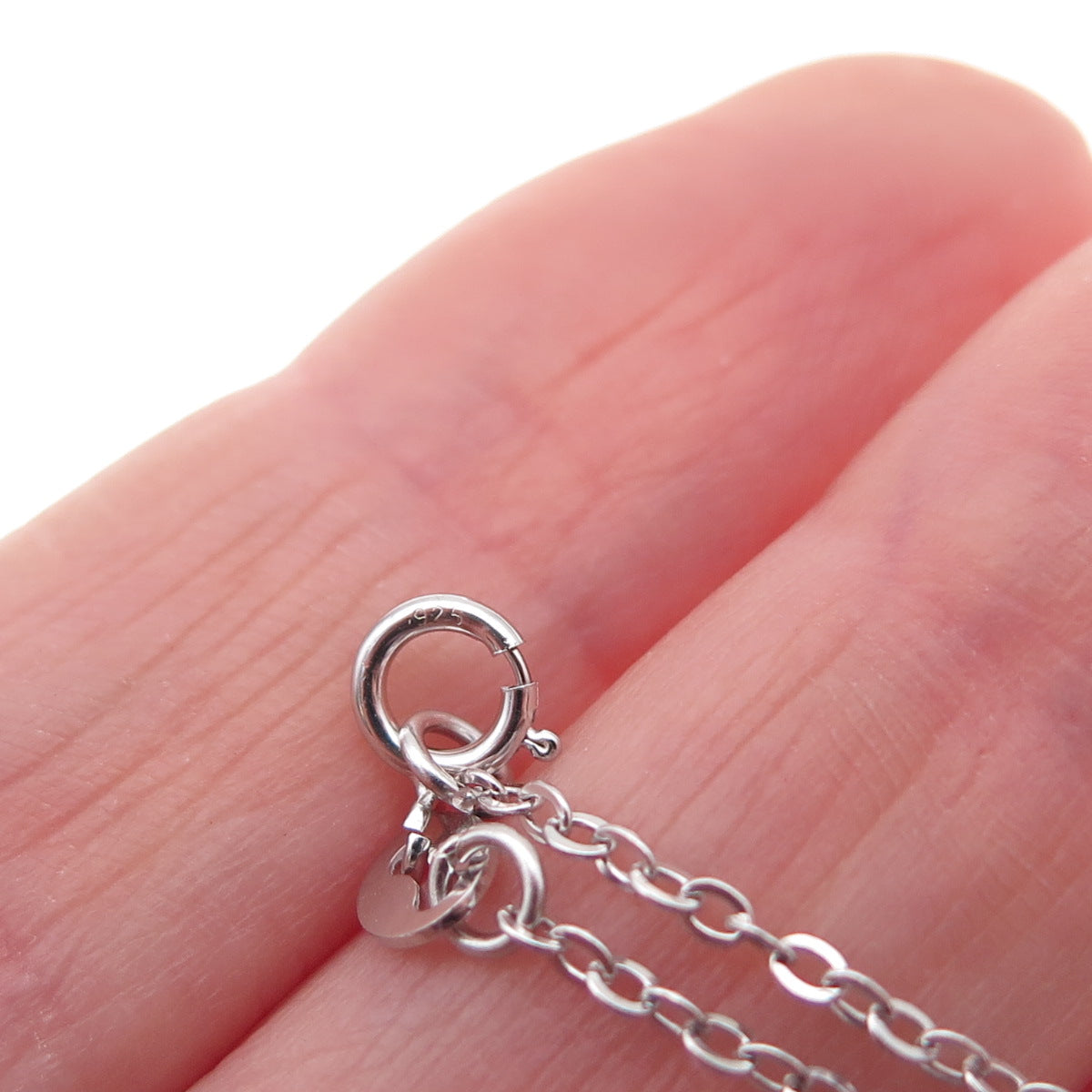 925 Sterling Silver Real Round-Cut Diamond Snowflake Cable Chain Necklace 18"