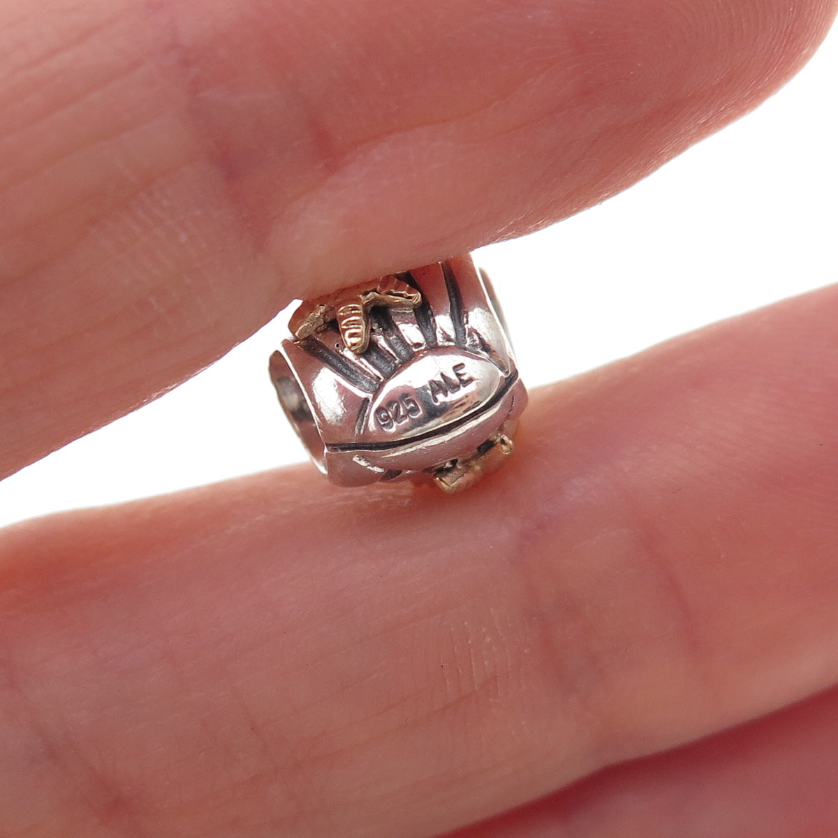 Pandora 925 Sterling Silver Gold Accent Sea Shell & Starfish Slide Bead Charm