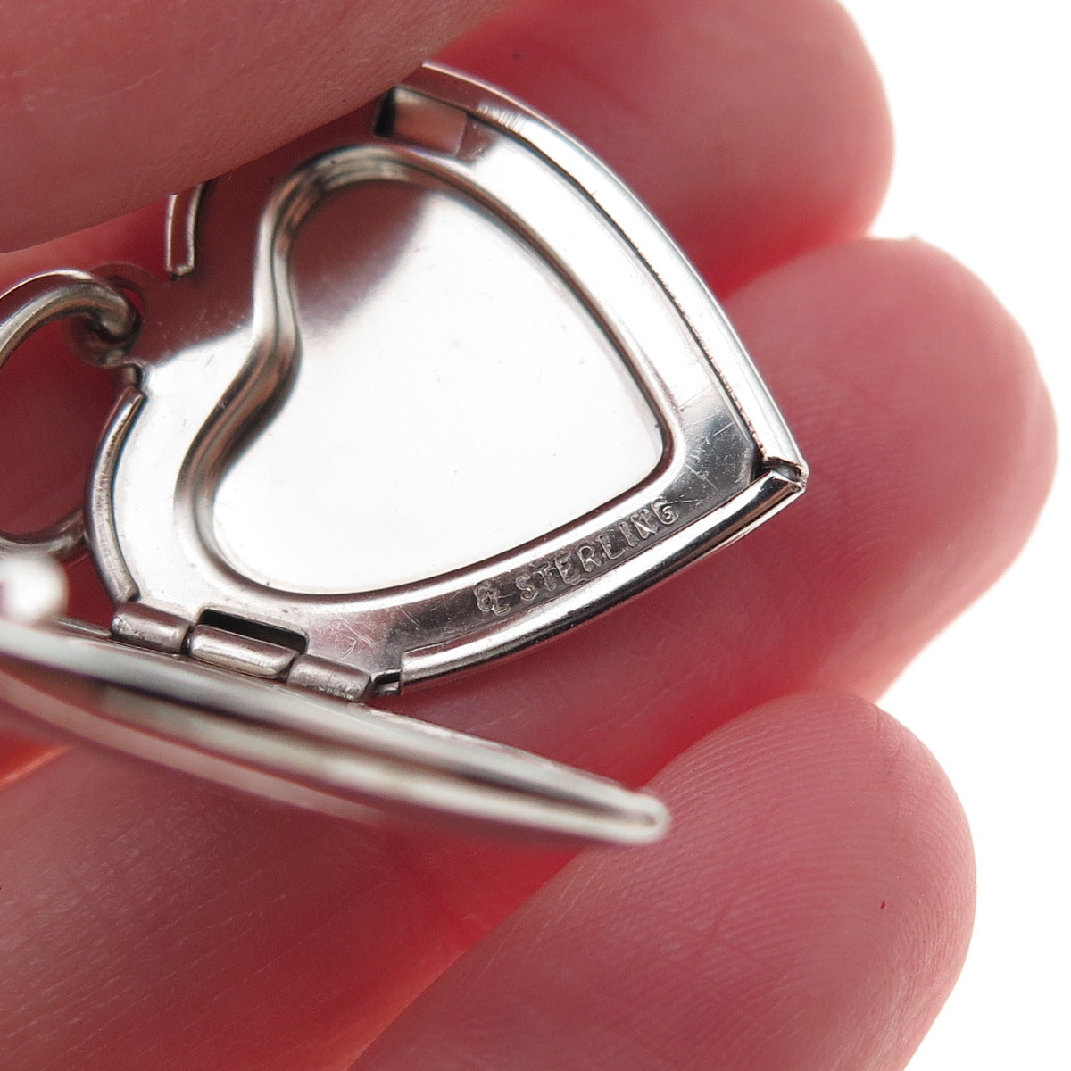 925 Sterling Silver Vintage Sheba Cat Heart Locket Charm Pendant