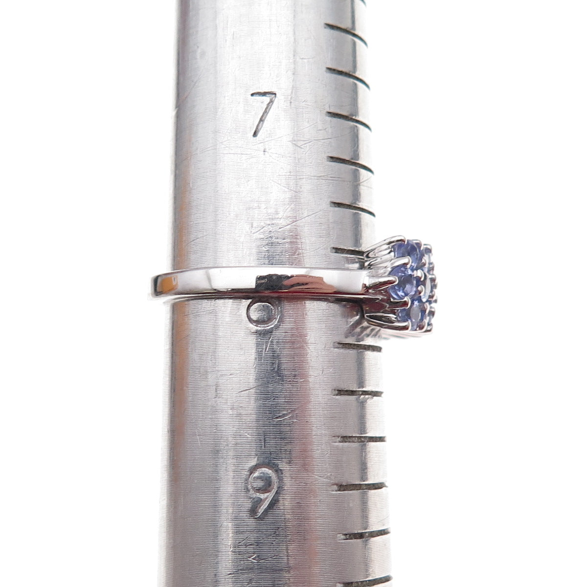 925 Sterling Silver Real Round-Cut Tanzanite Ring Size 8