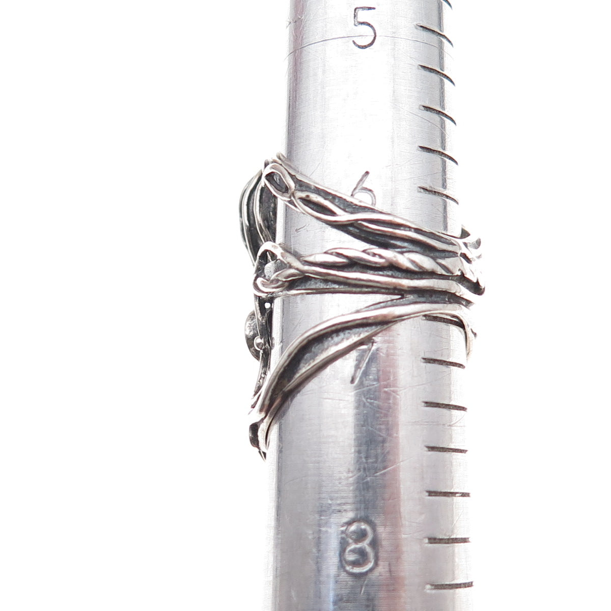 Didae 925 Sterling Silver Vintage Israel C Z Modernist Oxidized Ring Size 6.75