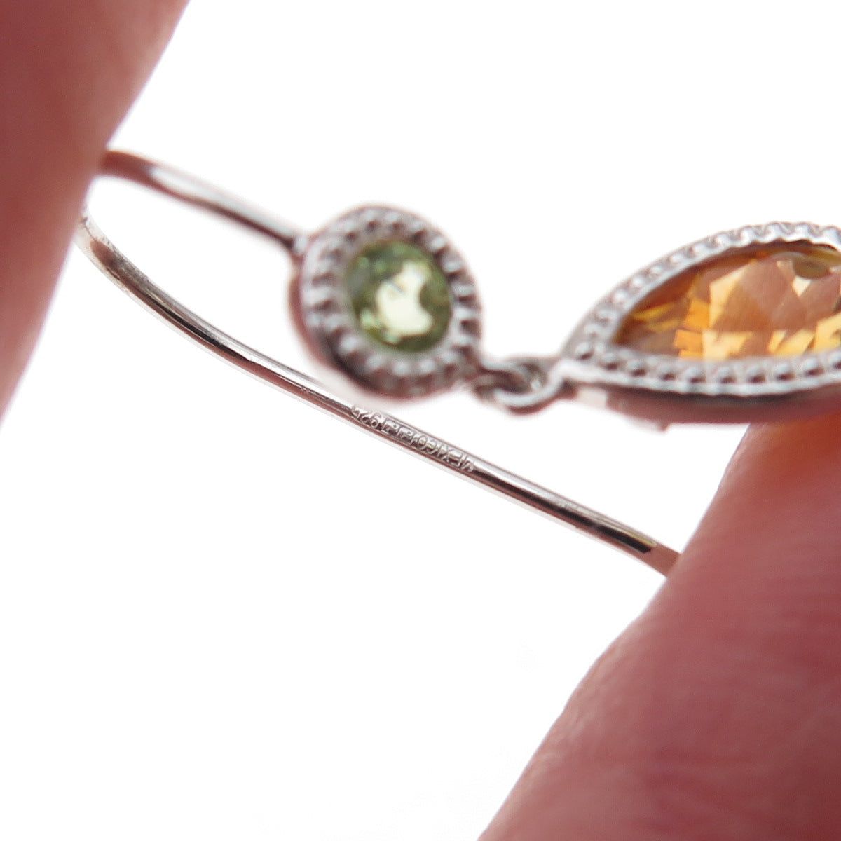 925 Sterling Silver Mexico Real Citrine & Peridot Dangle Earrings