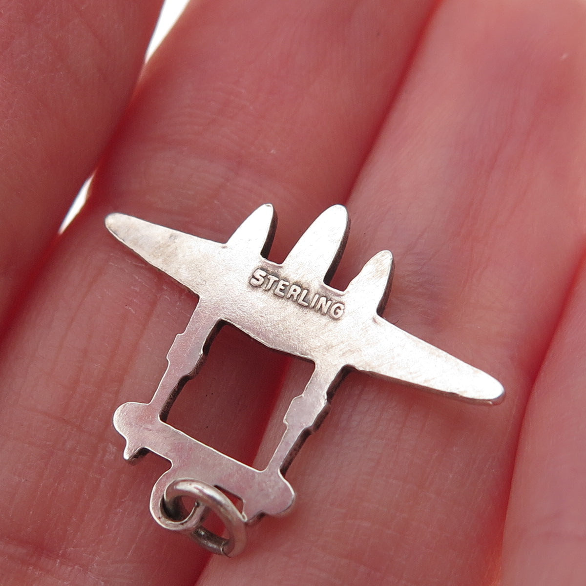 925 Sterling Silver Antique WWII Lockheed P-38 Lightning Aircraft Charm Pendant