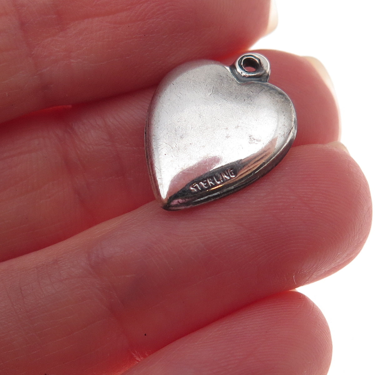 925 Sterling Silver Antique Art Deco Cupid Heart Chatelaine Charm Pendant