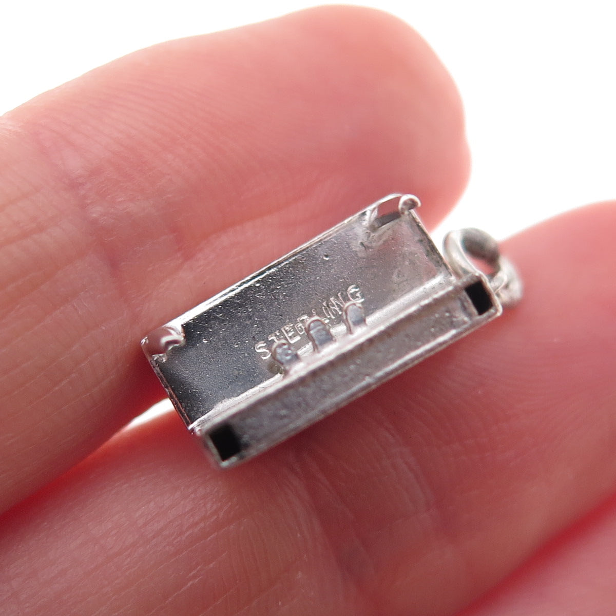 925 Sterling Silver Antique Art Deco Enamel Piano 3D Charm Pendant
