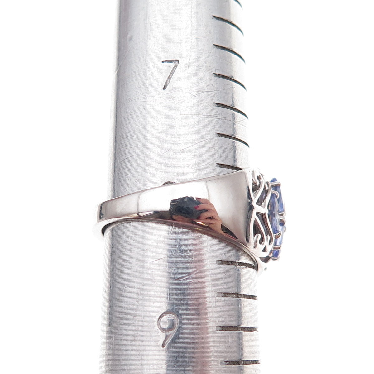 Chuck Clemency 925 Sterling Silver Real Tanzanite Floral Ring Size 8.25