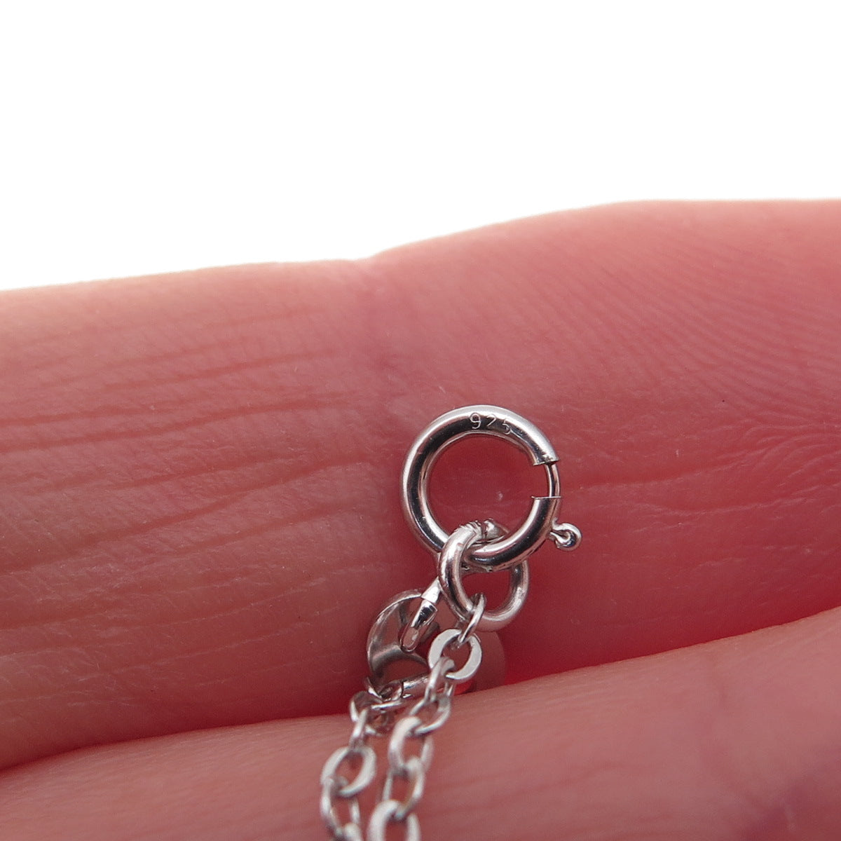 925 Sterling Silver Real Diamond Heart Baby Shoe Cable Chain Necklace 18"