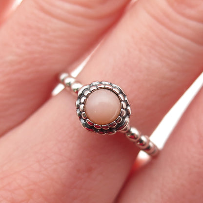 PANDORA 925 Sterling Silver Real Pink Opal October Birthstone Ring Size 6.25