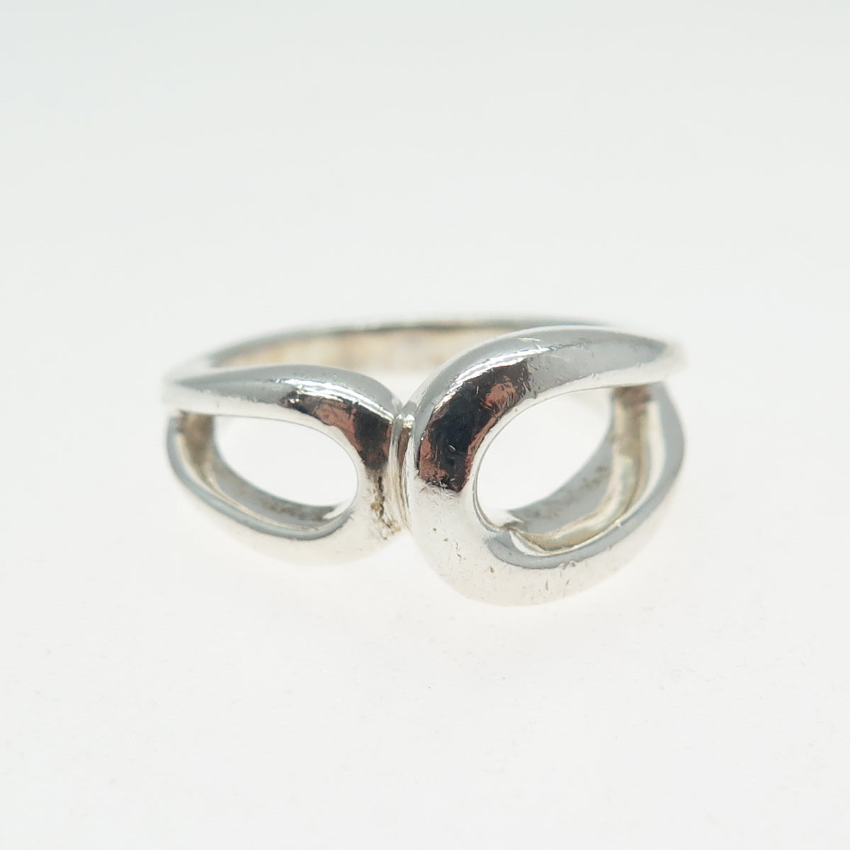 925 Sterling Silver Vintage Modernist Overlap Ring Size 7.25