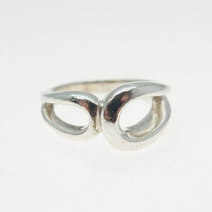 925 Sterling Silver Vintage Modernist Overlap Ring Size 7.25