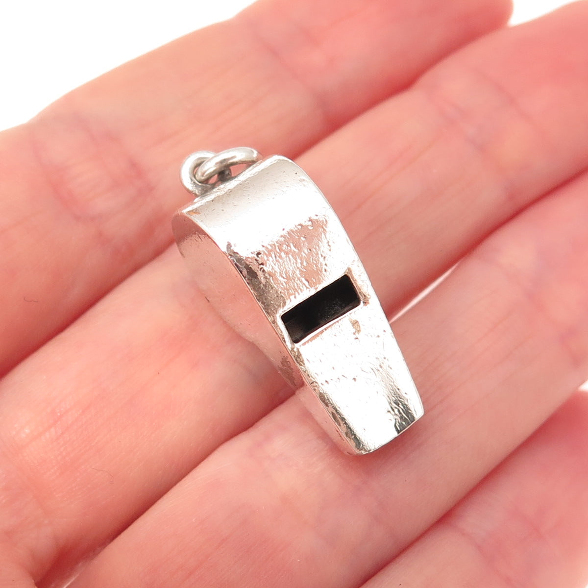 925 Sterling Silver Vintage Whistle 3D Charm Pendant