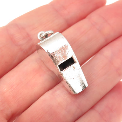 925 Sterling Silver Vintage Whistle 3D Charm Pendant