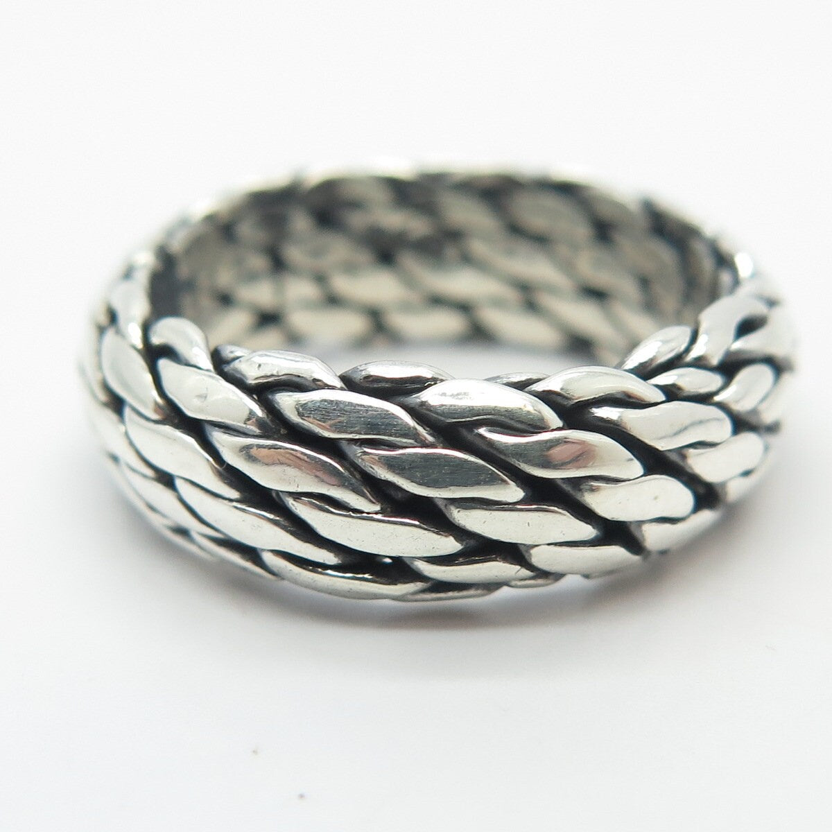 925 Sterling Silver Vintage Woven Band Ring Size 6.75