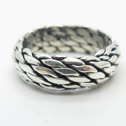 925 Sterling Silver Vintage Woven Band Ring Size 6.75