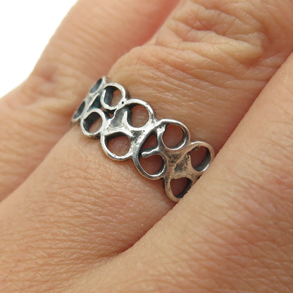 925 Sterling Silver Vintage Modernist Swirl Oxidized Ring Size 6.75