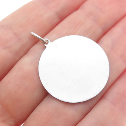 ELCO 925 Sterling Silver Vintage Happy Birthday Round Tag Charm Pendant