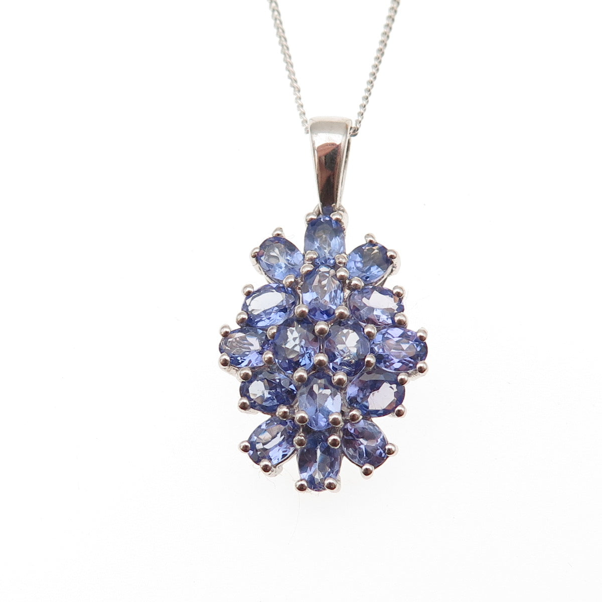 Chuck Clemency 925 Sterling Silver Real Tanzanite Cuban Chain Necklace 20"