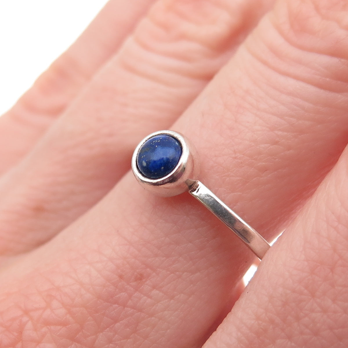 925 Sterling Silver Vintage Real Lapis Lazuli Ring Size 9.25