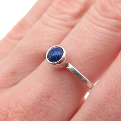 925 Sterling Silver Vintage Real Lapis Lazuli Ring Size 9.25
