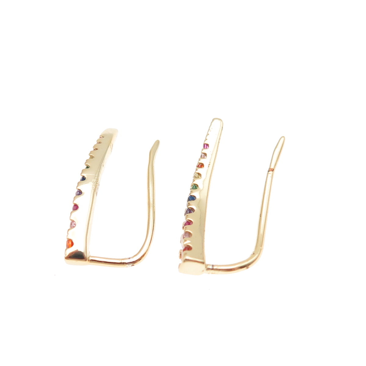 925 Sterling Silver Gold Plated Round-Cut Multi-Color C Z Earrings