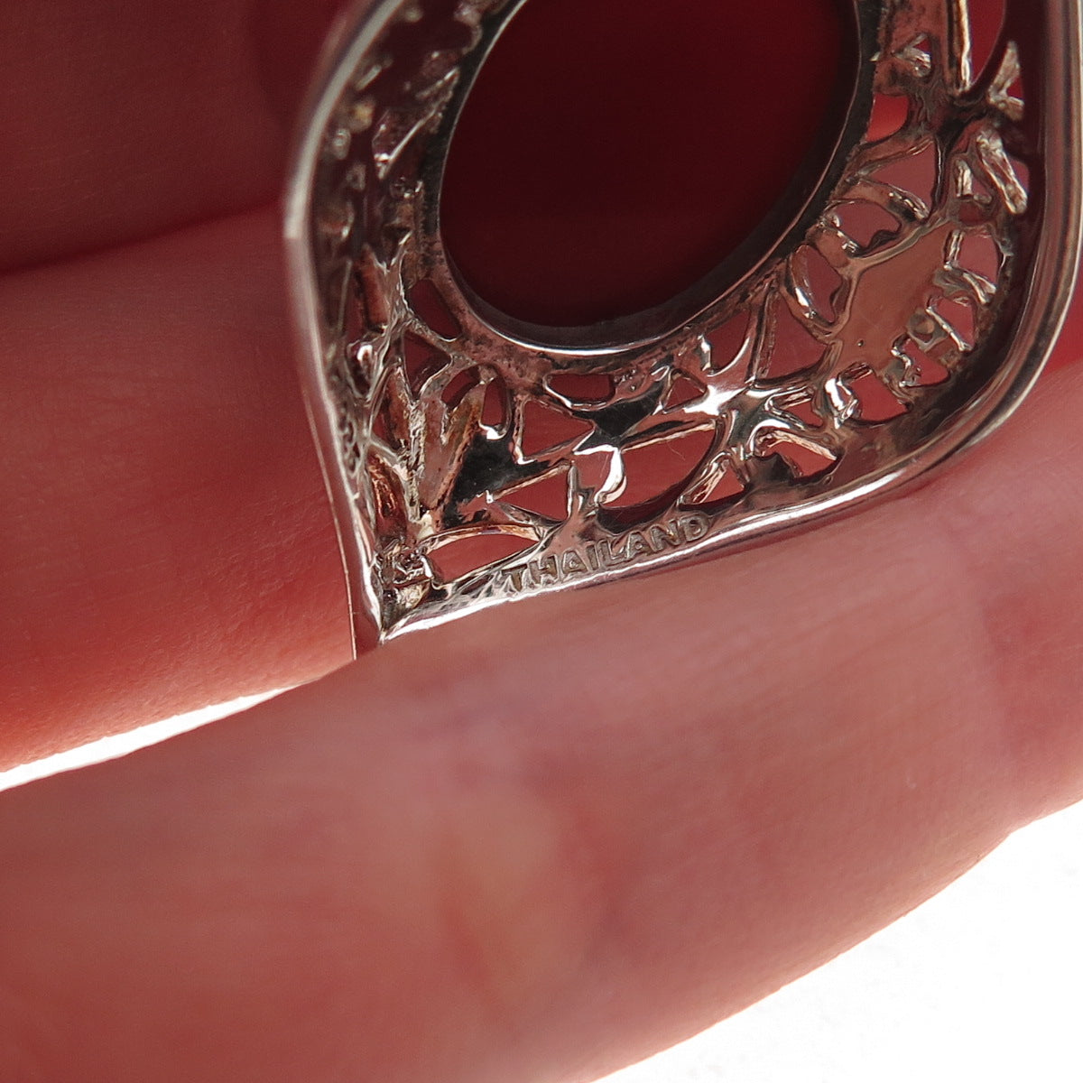 Chapal Zenray 925 Sterling Silver Vintage Real Carnelian Floral Pendant