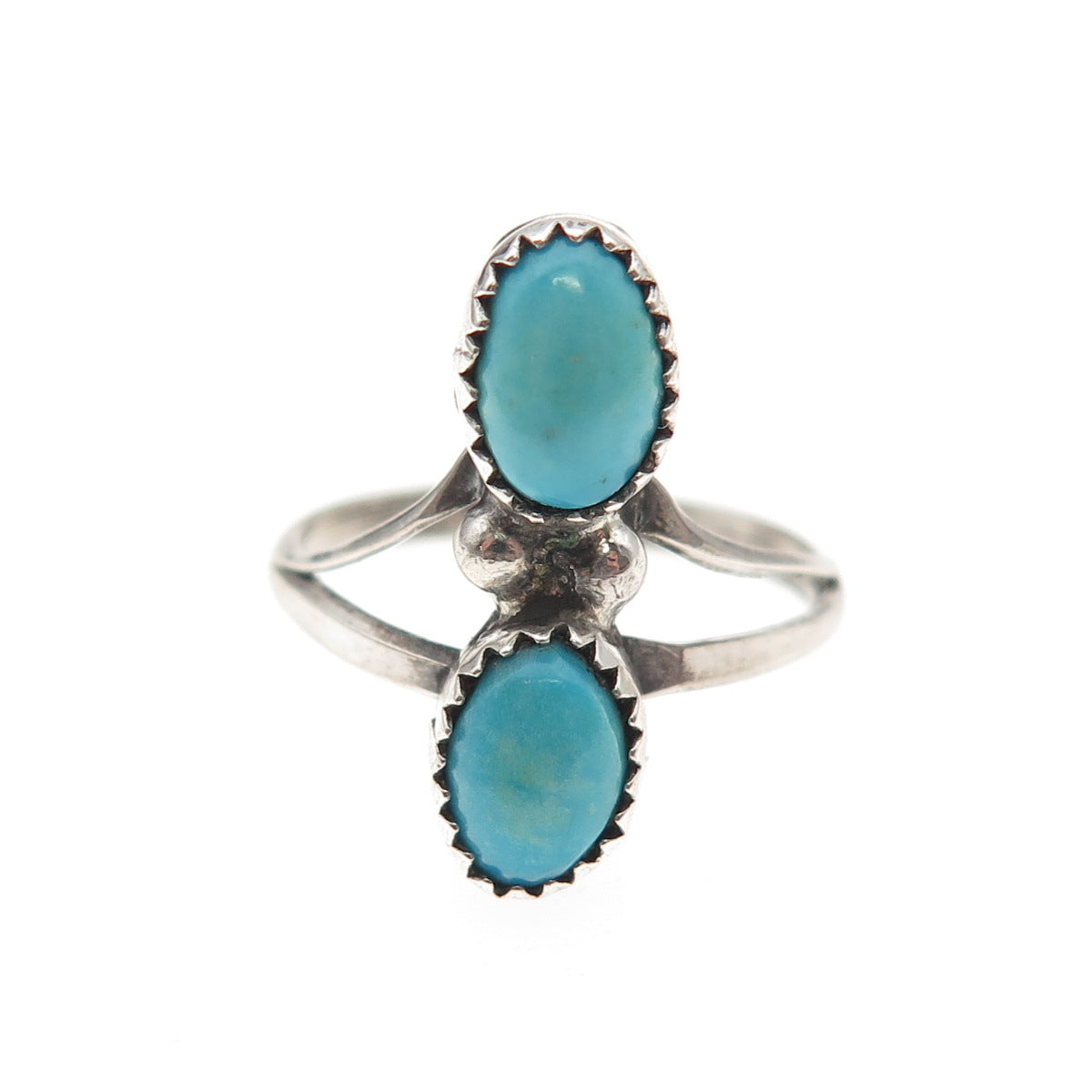 Old Pawn Sterling Silver Vintage Southwestern Turquoise Tribal Ring Size 5.75