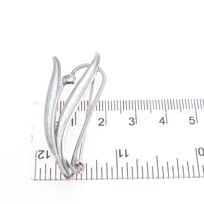 CURTIS CURTMAN 925 Sterling Silver Vintage Modenrist Floral Leaf Pin Brooch