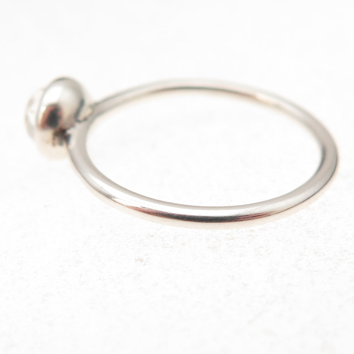 Pandora 925 Sterling Silver Clear Crystal April Birthstone Droplet Ring Size 7