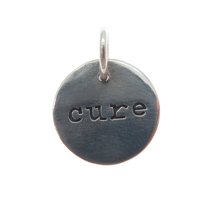 BARONI 925 Sterling Silver Vintage Cure Minimalist Round Charm Pendant