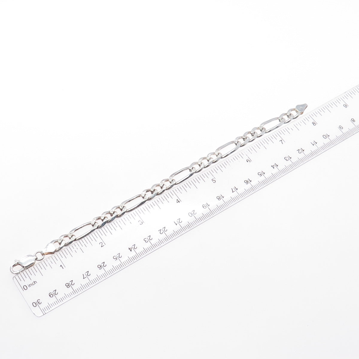 925 Sterling Silver Vintage Italy Figaro Link Bracelet 8"